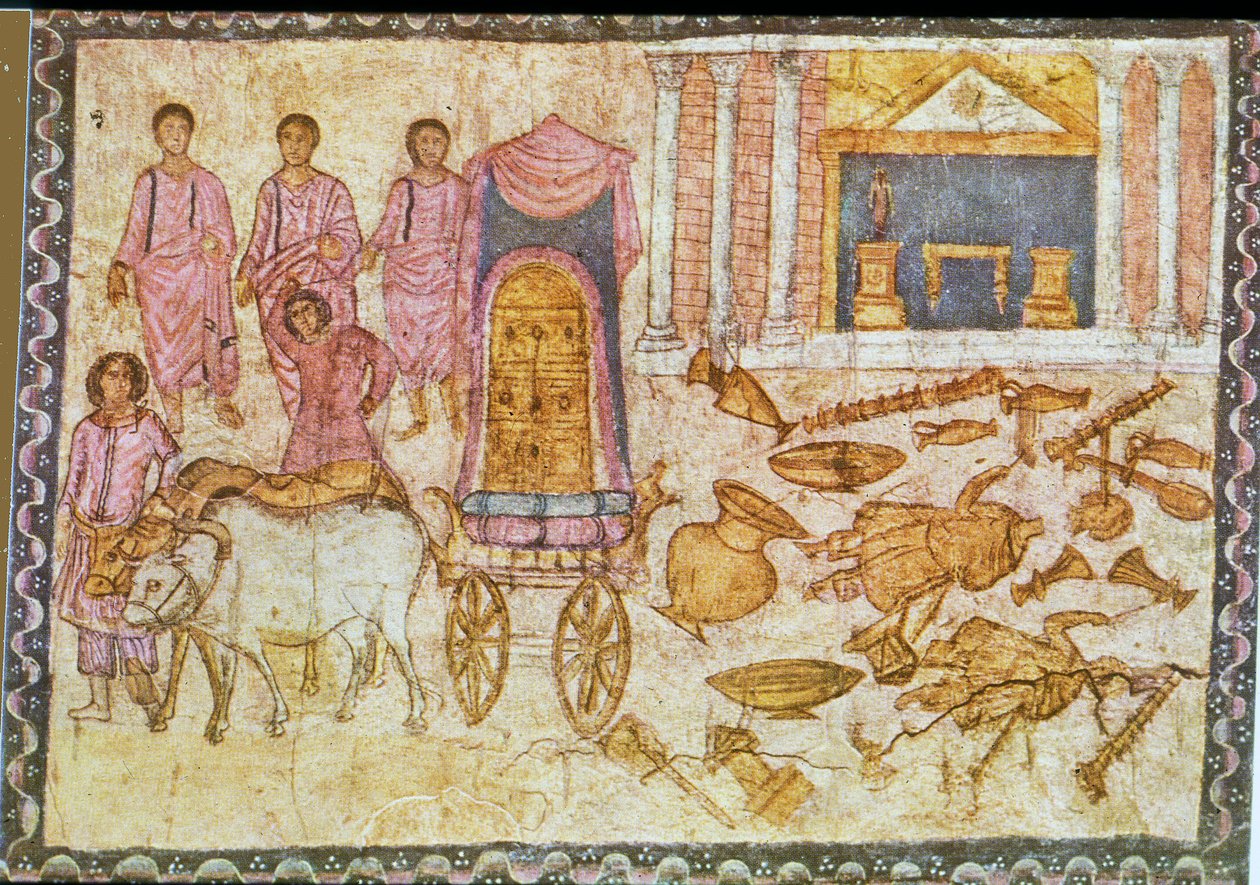 Filistliler ülkesindeki Ahit Sandığı (alçı üzerine tempera) by Jewish School