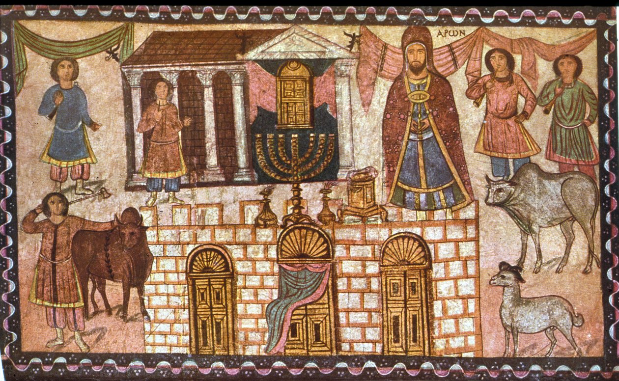 Mişkan ve rahipleri (alçı üzerine tempera) by Jewish School