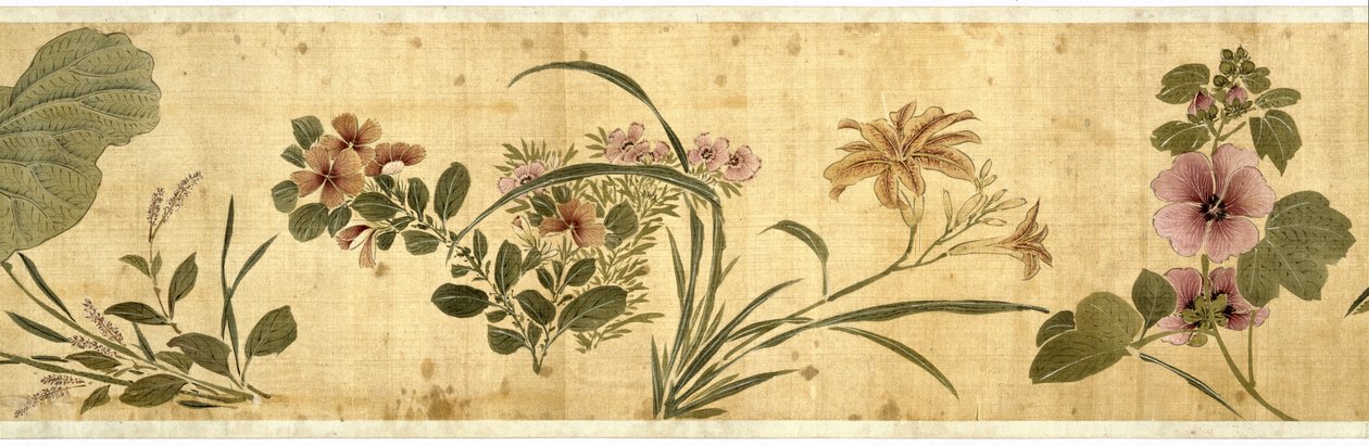 One Hundred Flowers, 1629 (colour on silk) by Jiayan Chen