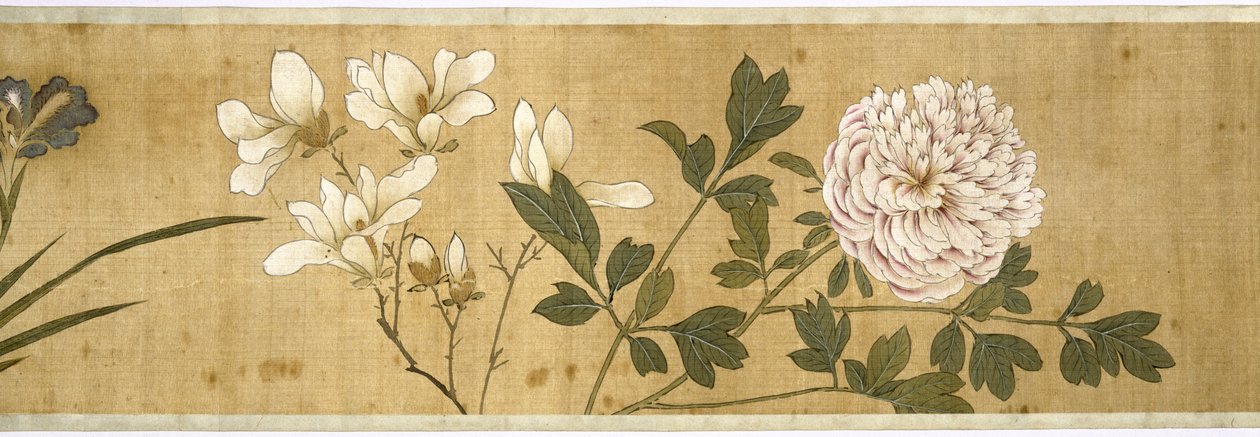 One Hundred Flowers, early 17th century (painted silk) (detail) by Jiayan Chen