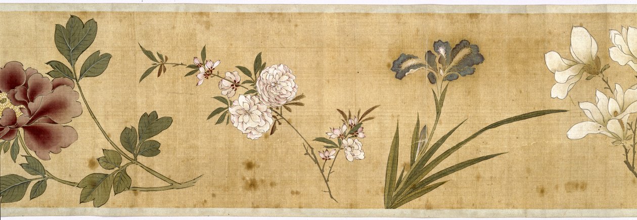 One Hundred Flowers, early 17th century (painted silk) (detail: see also 207347-58) by Jiayan Chen