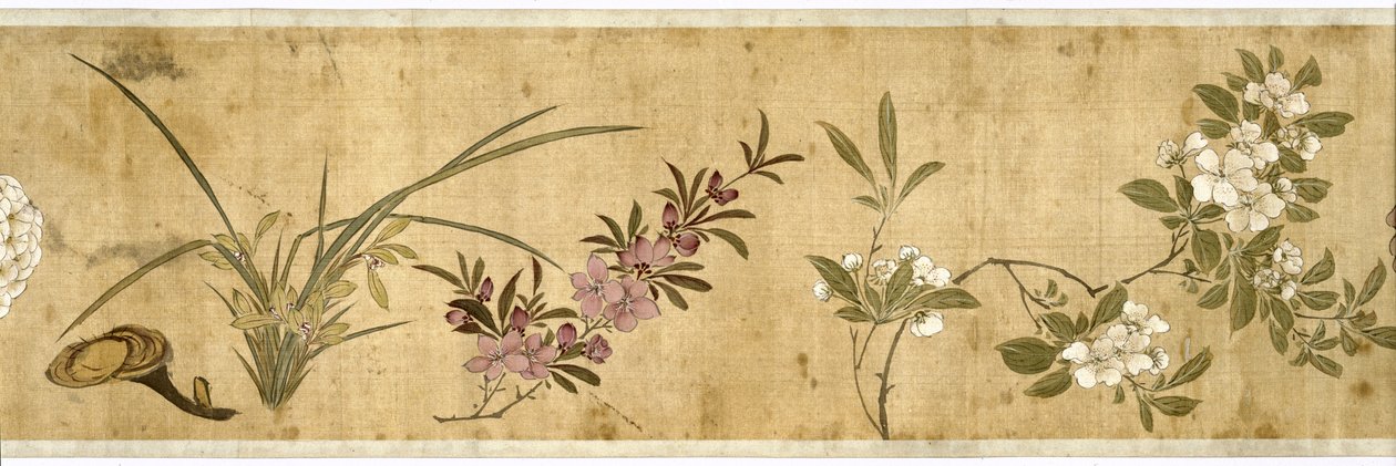 One Hundred Flowers, early 17th century (painted silk) (detail: see also 207347-58) by Jiayan Chen