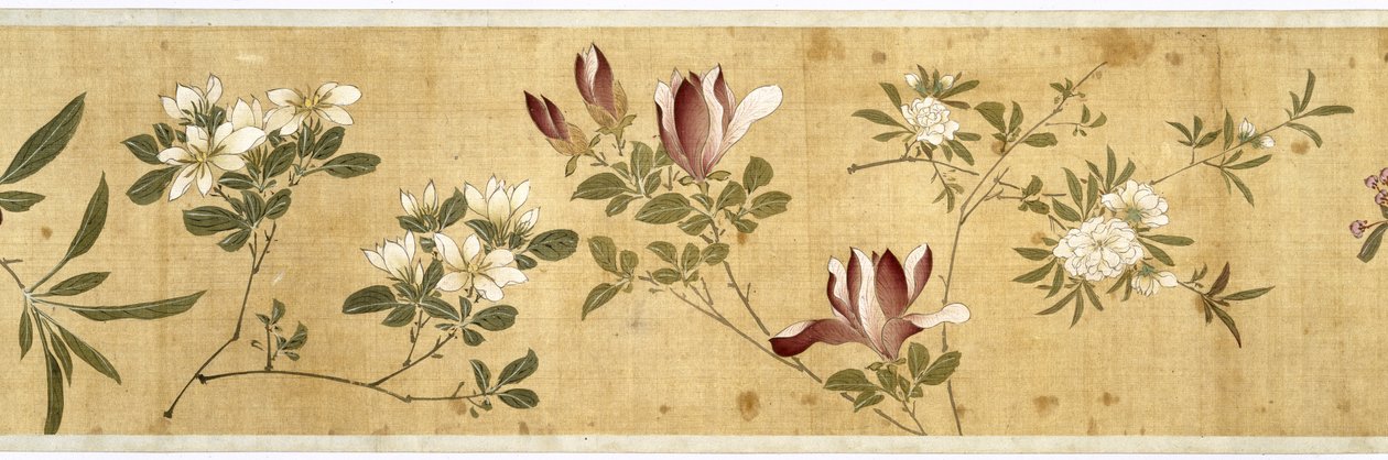 One Hundred Flowers, early 17th century (painted silk) (detail: see also 207347-58) by Jiayan Chen