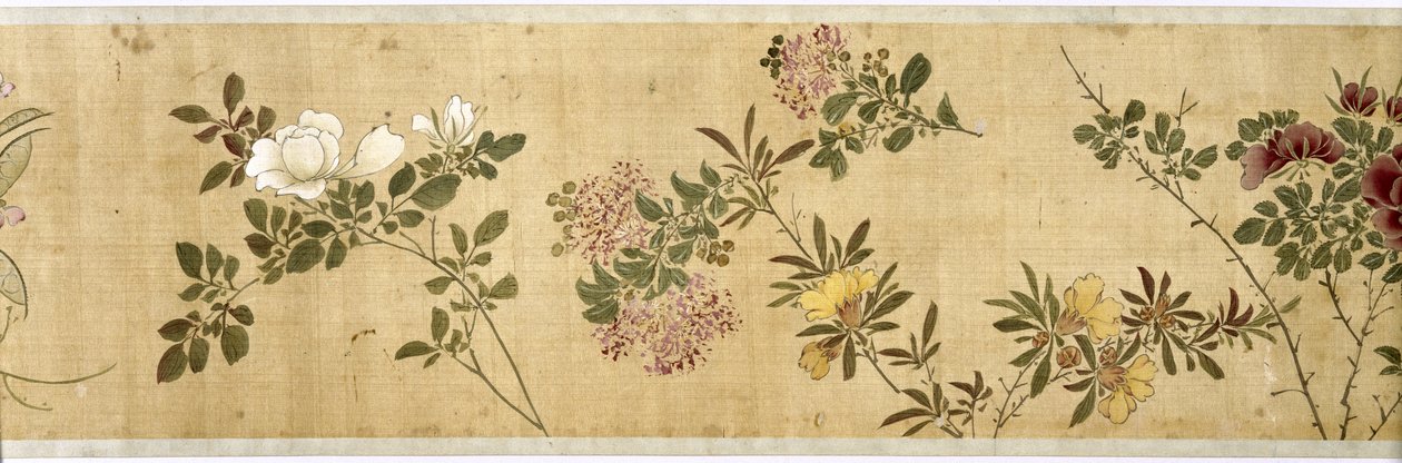 One Hundred Flowers, early 17th century (painted silk) (detail: see also 207347-58) by Jiayan Chen
