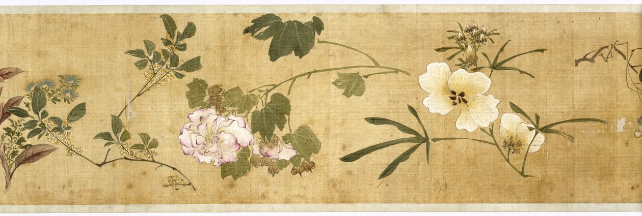One Hundred Flowers, early 17th century (painted silk) (detail: see also 207347-58) by Jiayan Chen