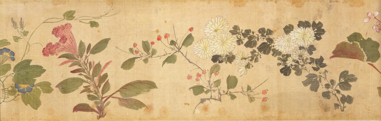 One Hundred Flowers, early 17th century (painted silk) (detail: see also 207347-58) by Jiayan Chen