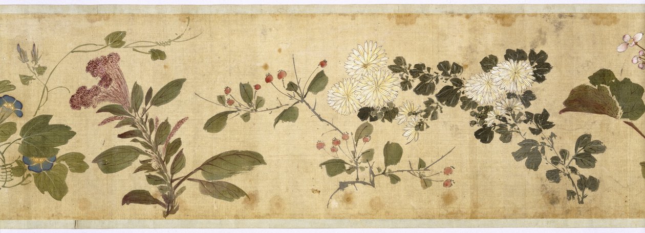 One Hundred Flowers, early 17th century (painted silk) by Jiayan Chen