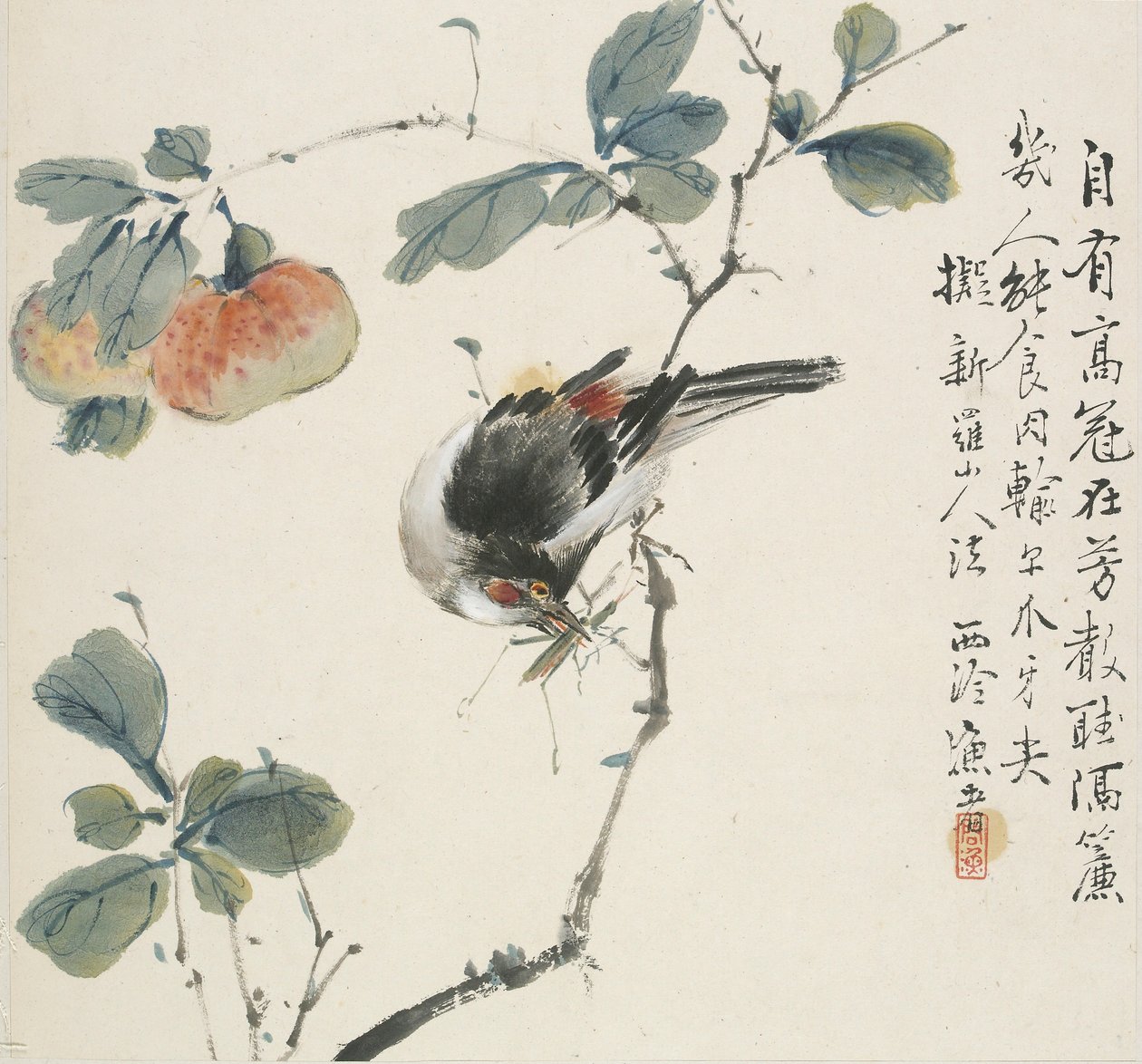 Çekirge yiyen Çinli bir Hwamei, 1857 by Jin Yuan