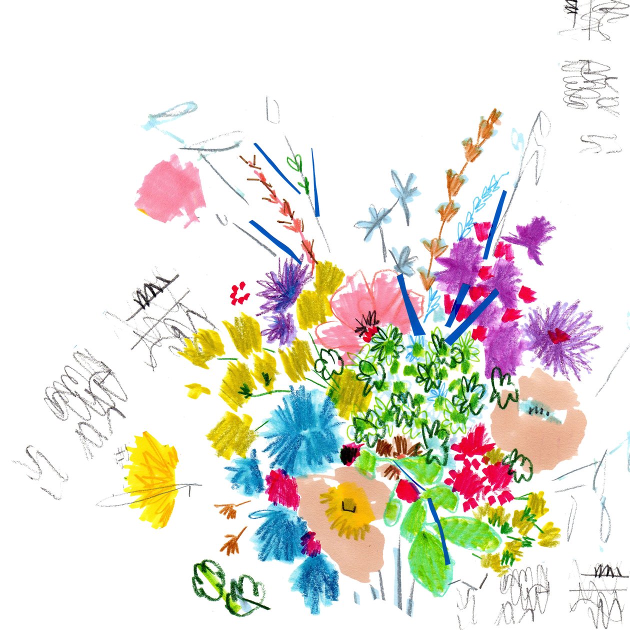 Floral Sketch, 2014 (kalem ve mürekkep, kağıt üzerine kolaj) by Jo Chambers