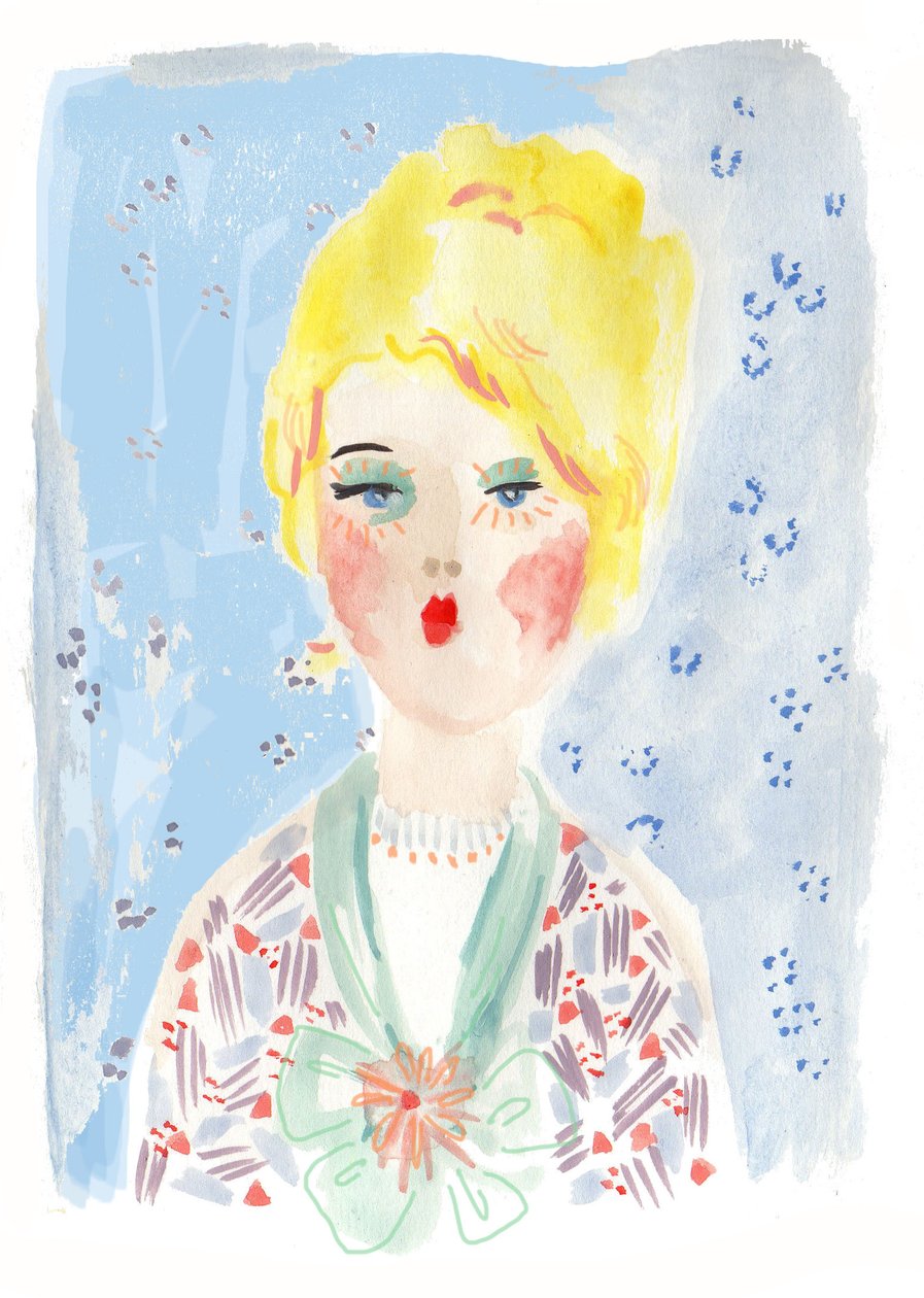 Vintage Doll 1, 2014 (kağıt üzerine sulu boya) by Jo Chambers