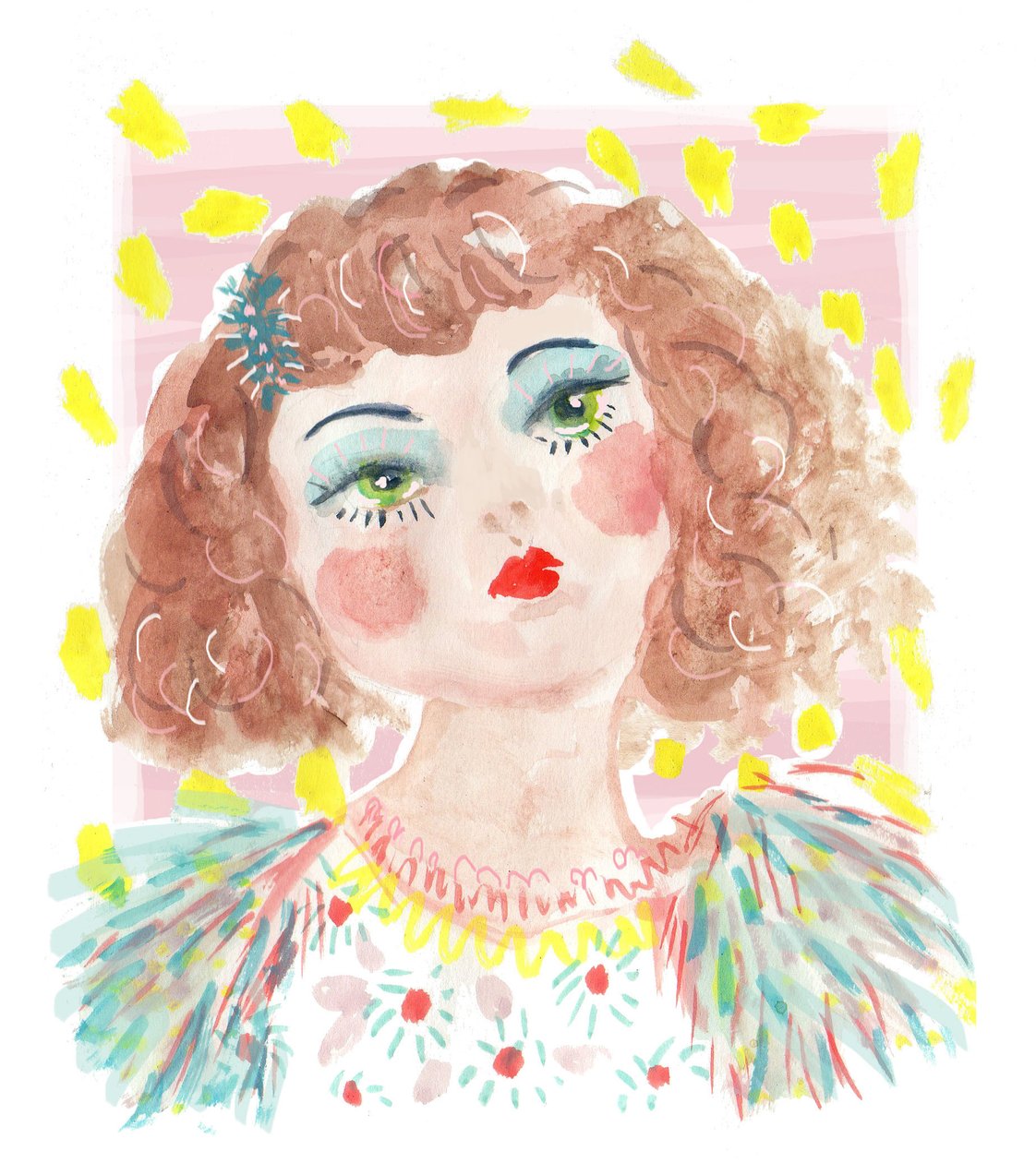 Vintage Doll 2, 2014 (kağıt üzerine sulu boya) by Jo Chambers
