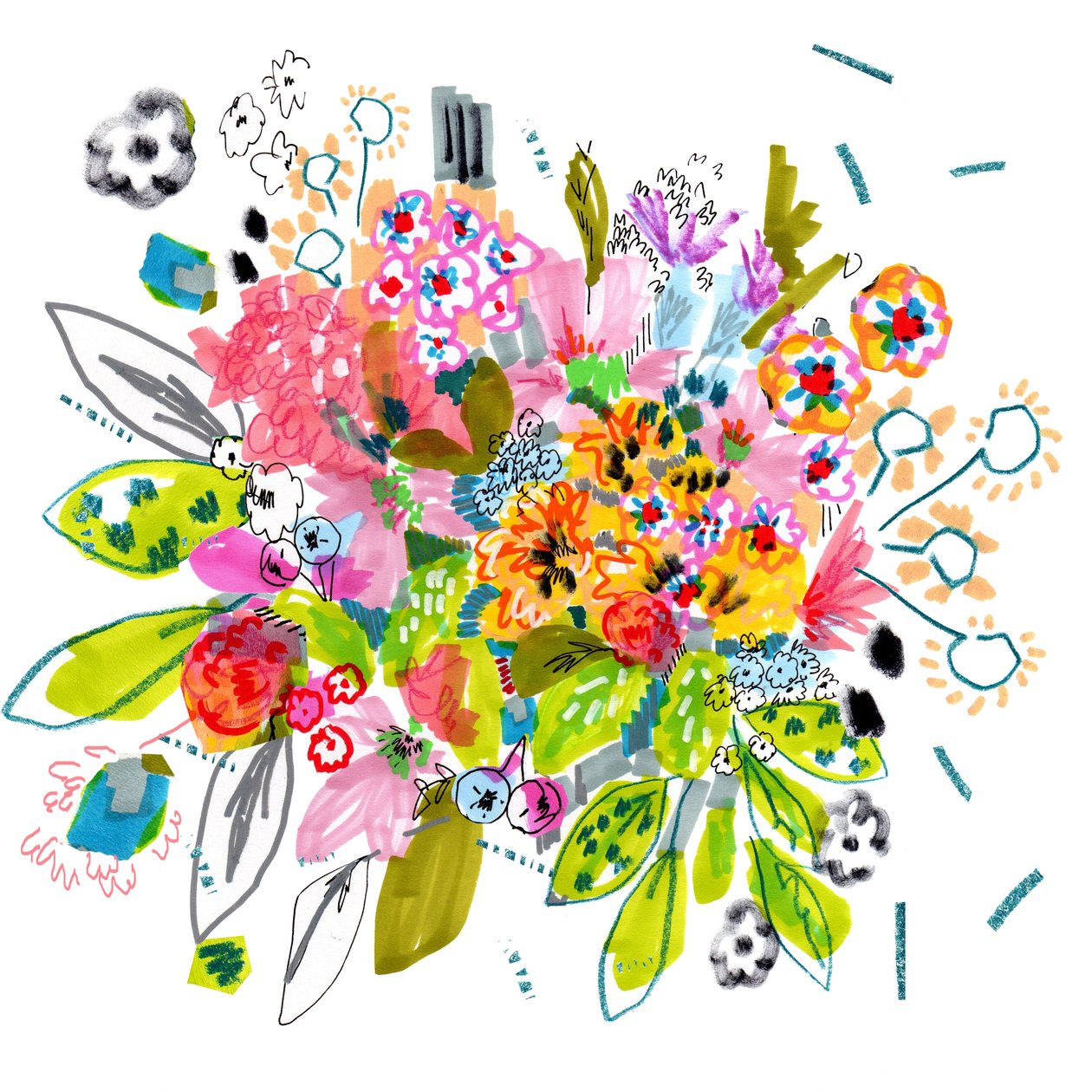 Bloom, 2014 (kalem, mürekkep, kolaj ve kağıt) by Jo Chambers