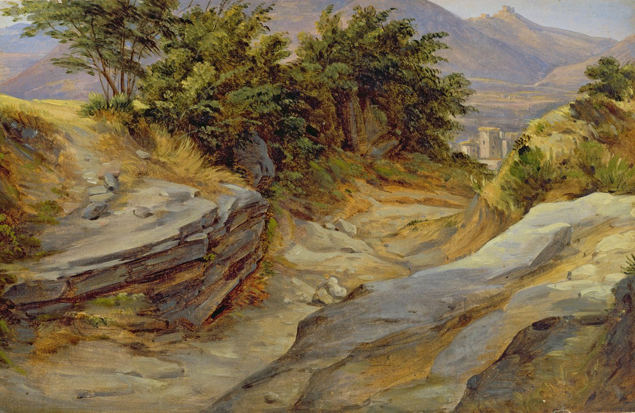 İtalyan Dağ Manzarası, c.1824 (kağıt üzerinde wc) by Joachim Faber