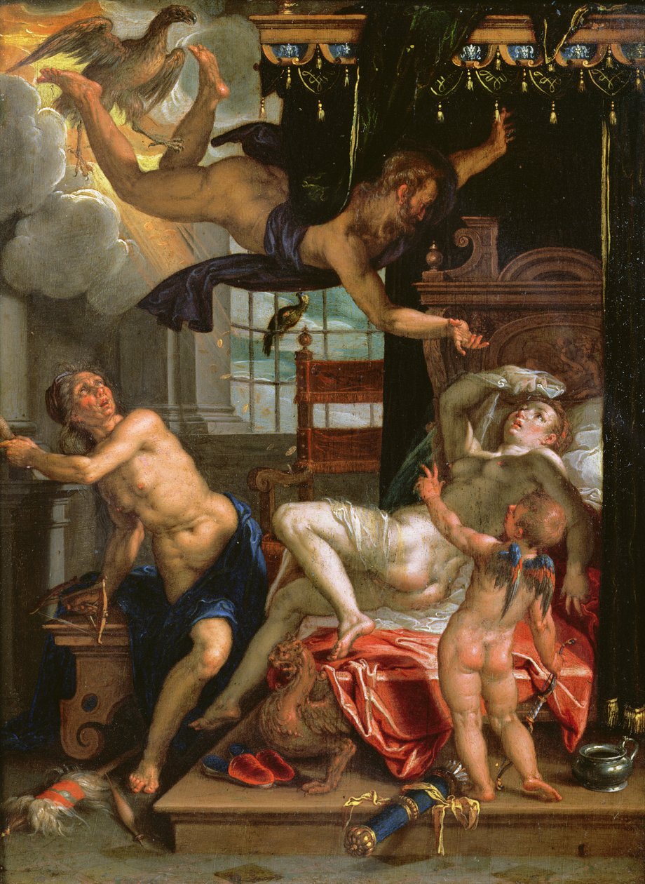 Jüpiter ve Danae (bakır üzerine yağ) by Joachim Wtewael or Utewael