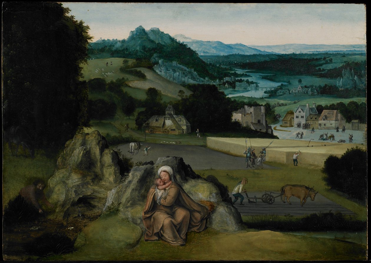 Mısır'a Uçuşun Geri Kalanı (Mucizevi Buğday Tarlası) c.1518-24 (panelde yağ) by Joachim (workshop of) Patinir