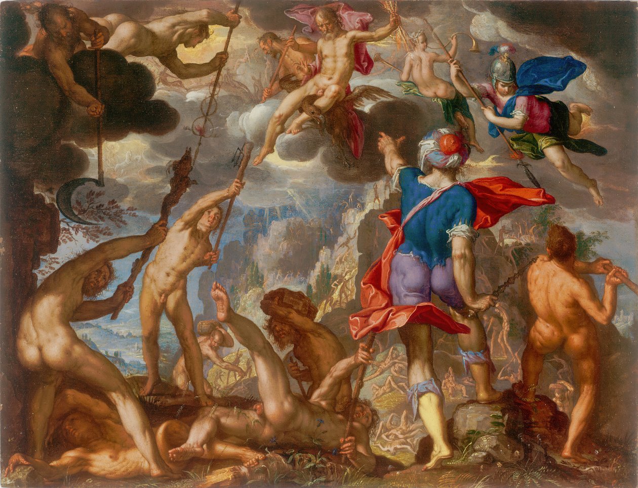 Tanrılar ve Devler Arasındaki Savaş, c. 1608. by Joachim Anthonisz Wtewael