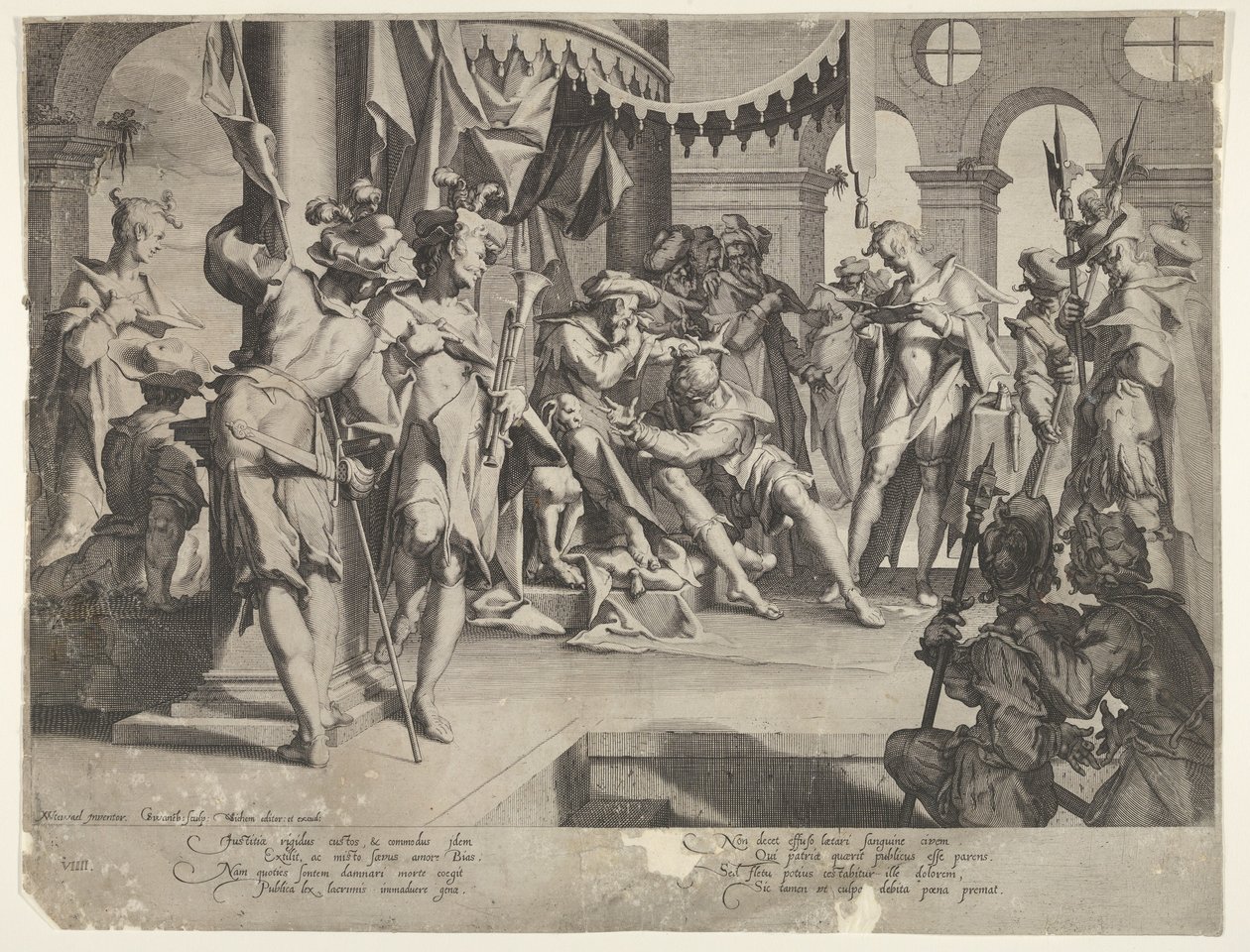 Yargıç Önyargı Gözyaşı Dökülmesi, plaka IX, Thronus Justitiæ, 1605 by Joachim Anthonisz Wtewael