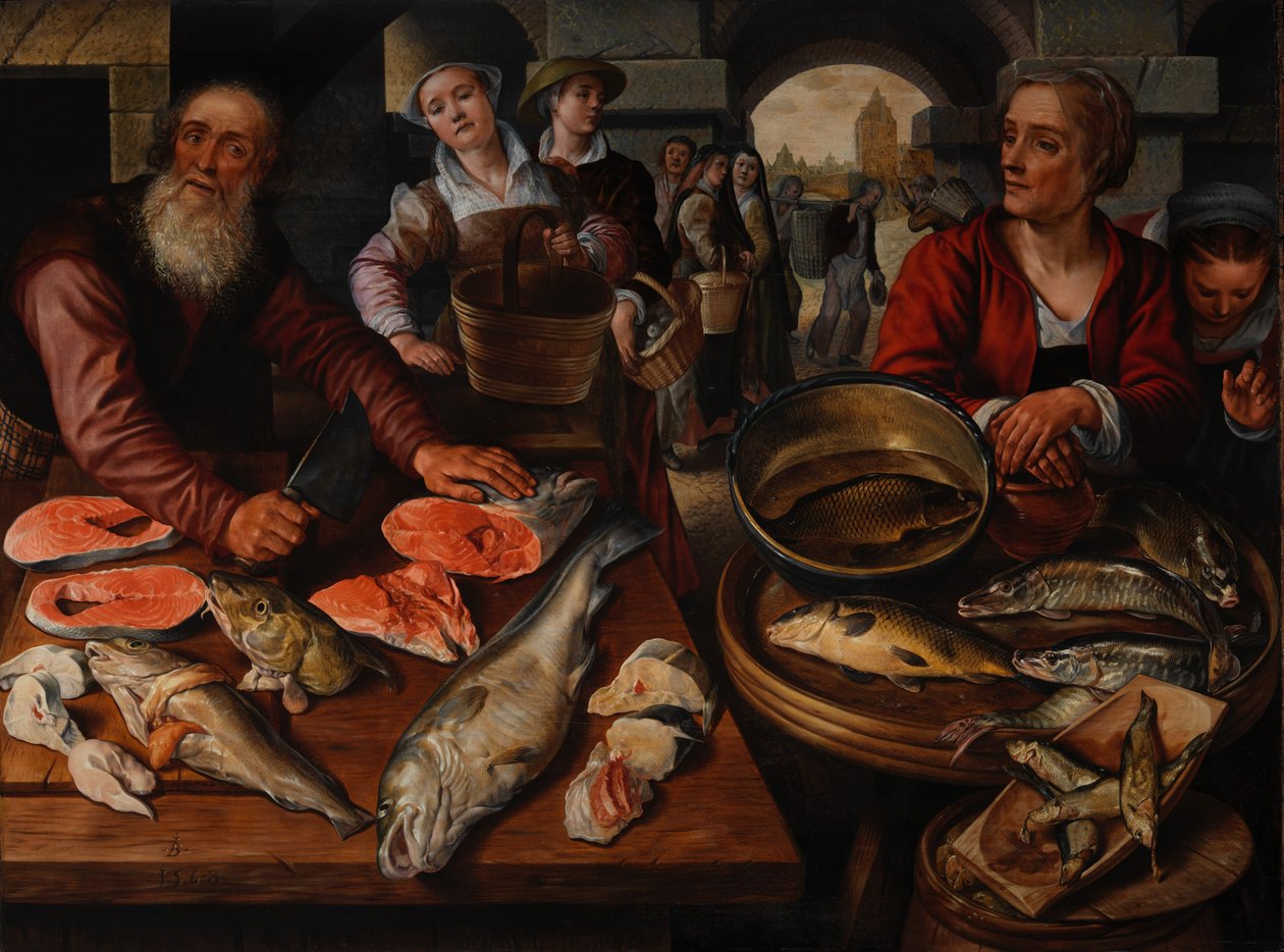 Balık Pazarı, 1568 (Baltık meşesi üzerine yağlı boya) by Joachim Beuckelaer