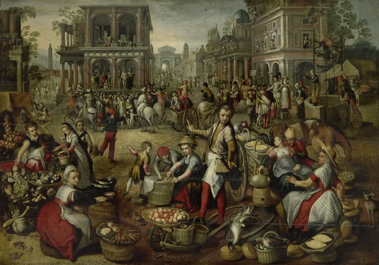 Çarşı, Kamçılanma, Ecce Homo ve Arkada Haç Taşı, 1550-90 by Joachim Beuckelaer