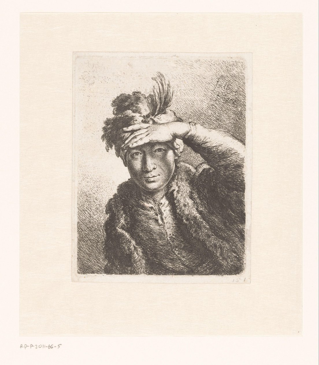 Tüylü bereli bir adamın portresi by Joachim Martin Falbe