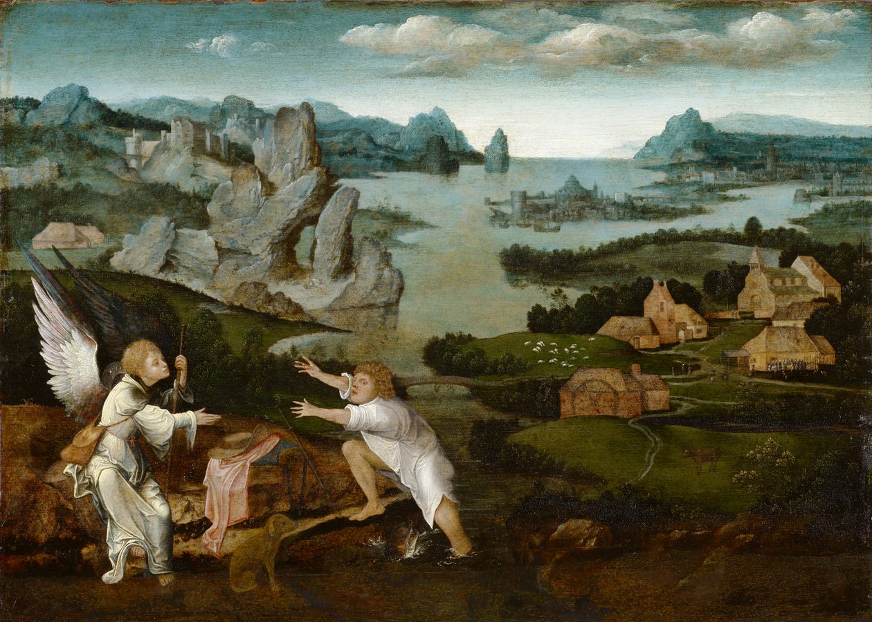 Tobias ve Melek ile Manzara by Joachim Patenier