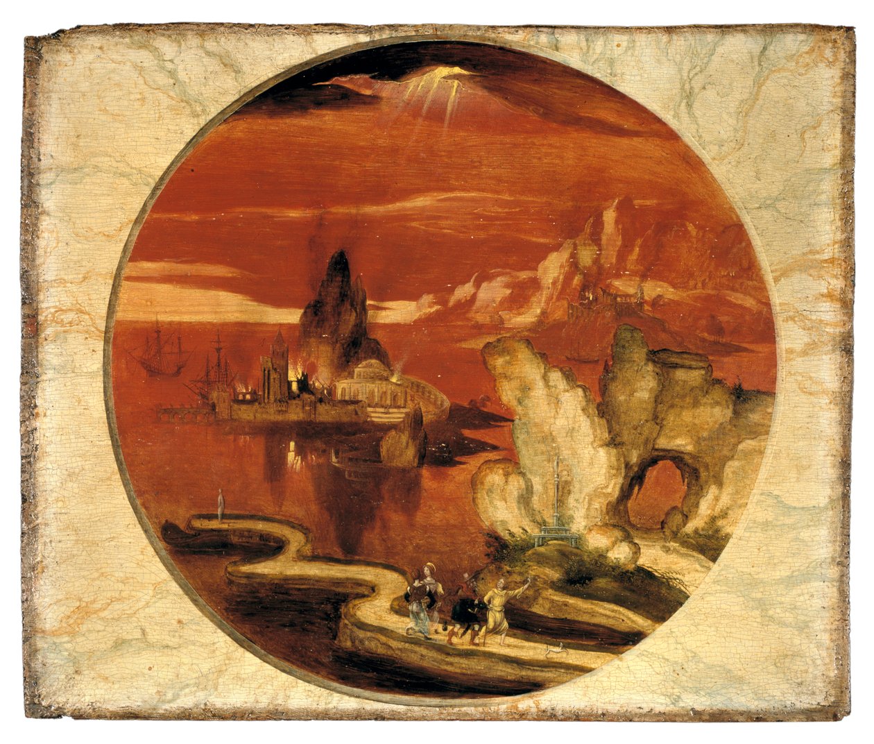 Sodom ve Gomore Yanıyor (panel üzerine yağlıboya) by Joachim Patenier