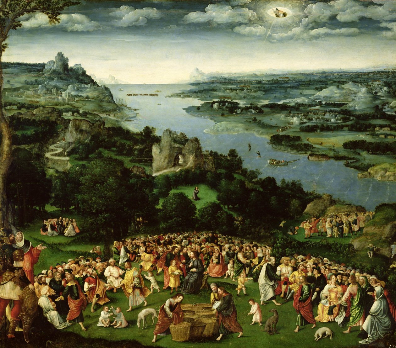 Beş Bin'in Beslenmesi (panelde yağ) by Joachim Patenier