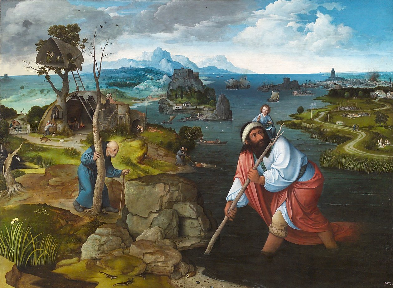 Aziz Christopher ile manzara, yaklaşık 1524 by Joachim Patinir