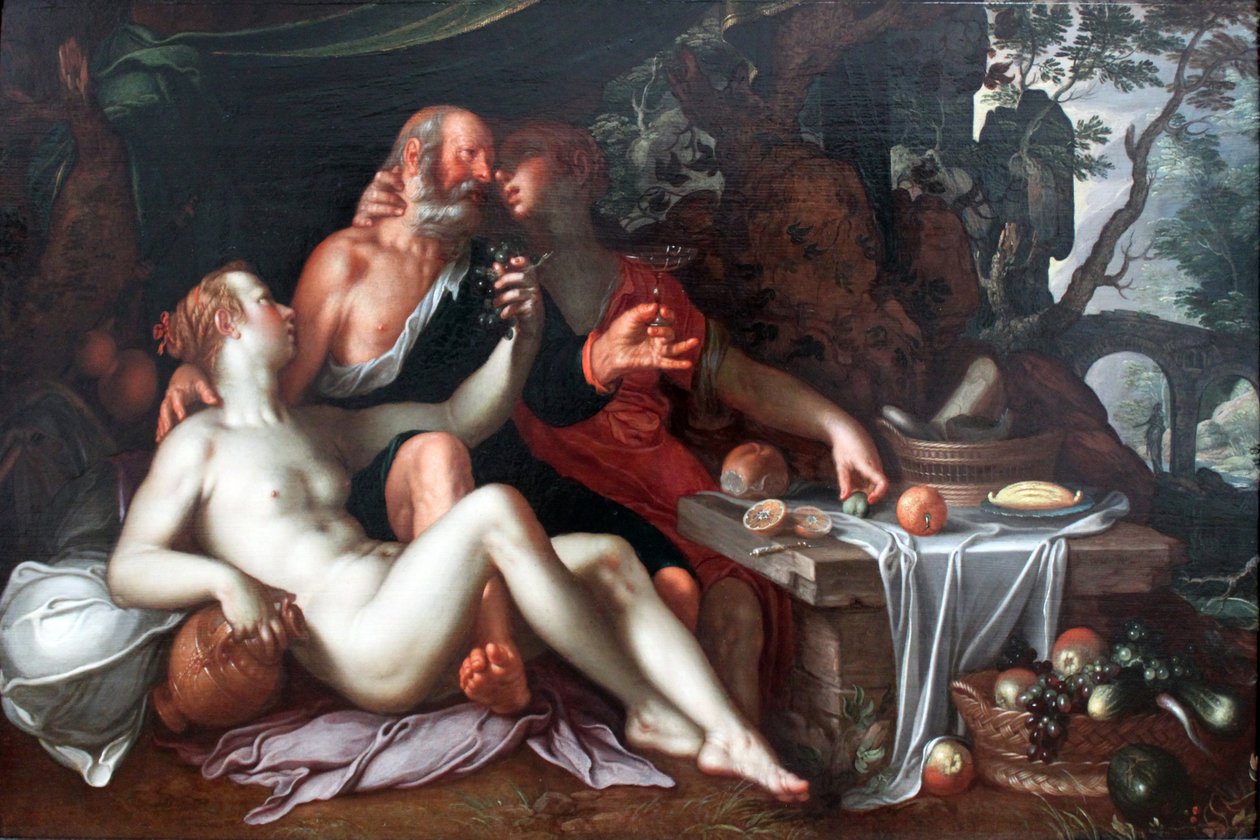 Lût ve kızları by Joachim Wtewael or Utewael