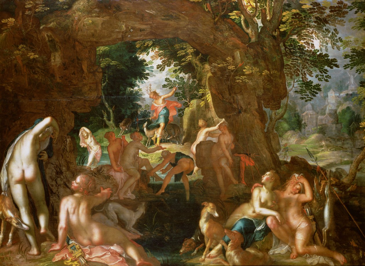 Diana ve Actaeon, 1607 (panel) by Joachim Wtewael or Utewael