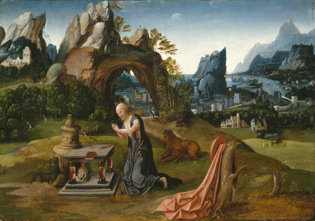 Bir Manzarada Dua Eden Aziz Jerome, 1525-50 by Joachim follower of Patenier or Patinir