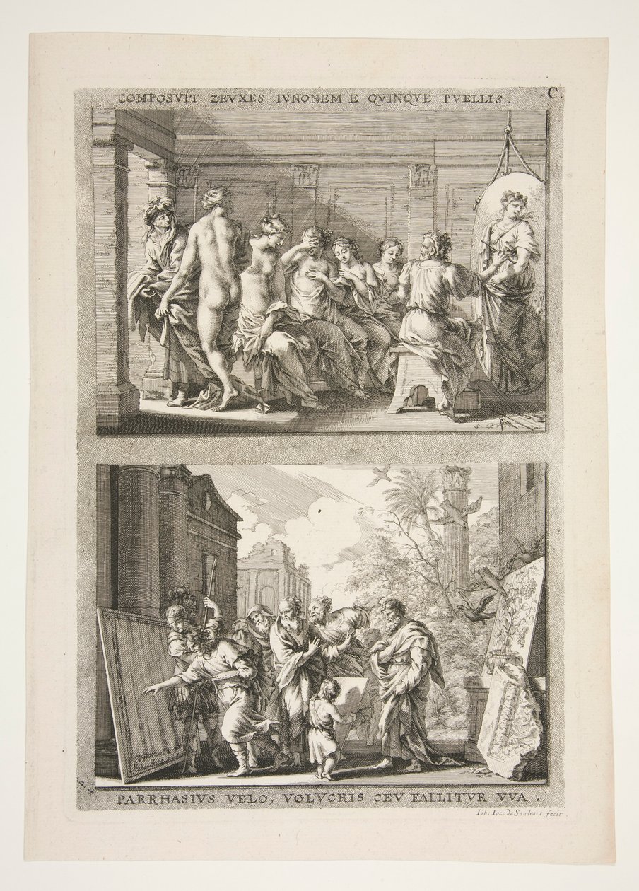 üst yarı: COMPOSIT ZEUXES JUNO OUT OF FIVE GIRL Alt yarı: PARRHASIUS PEÇE by Joachim von Sandrart