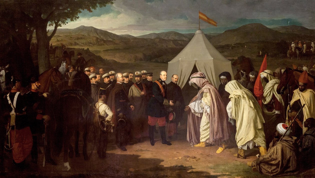 Afrika Savaşı - Birinci Fas Savaşı veya Tetouan Savaşı - İspanya ve Fas arasında - Wad-Ras Antlaşması (Wad Ras Antlaşması) 1859 - Joaquin Dominguez Becquer tarafından resim - Ayuntamiento de Sevilla by Joachin Dominguez Becquer