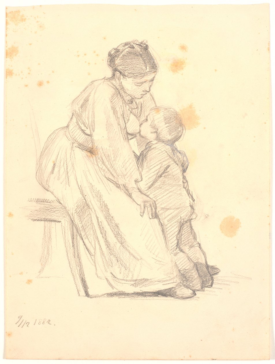 4-5 yaşındaki oğlunu emziren anne by Joakim Frederik Skovgaard