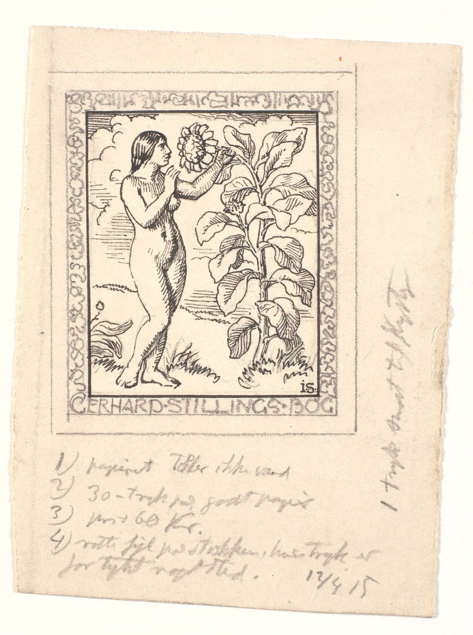 Gerhard Stilling için taslak ekslibris by Joakim Frederik Skovgaard