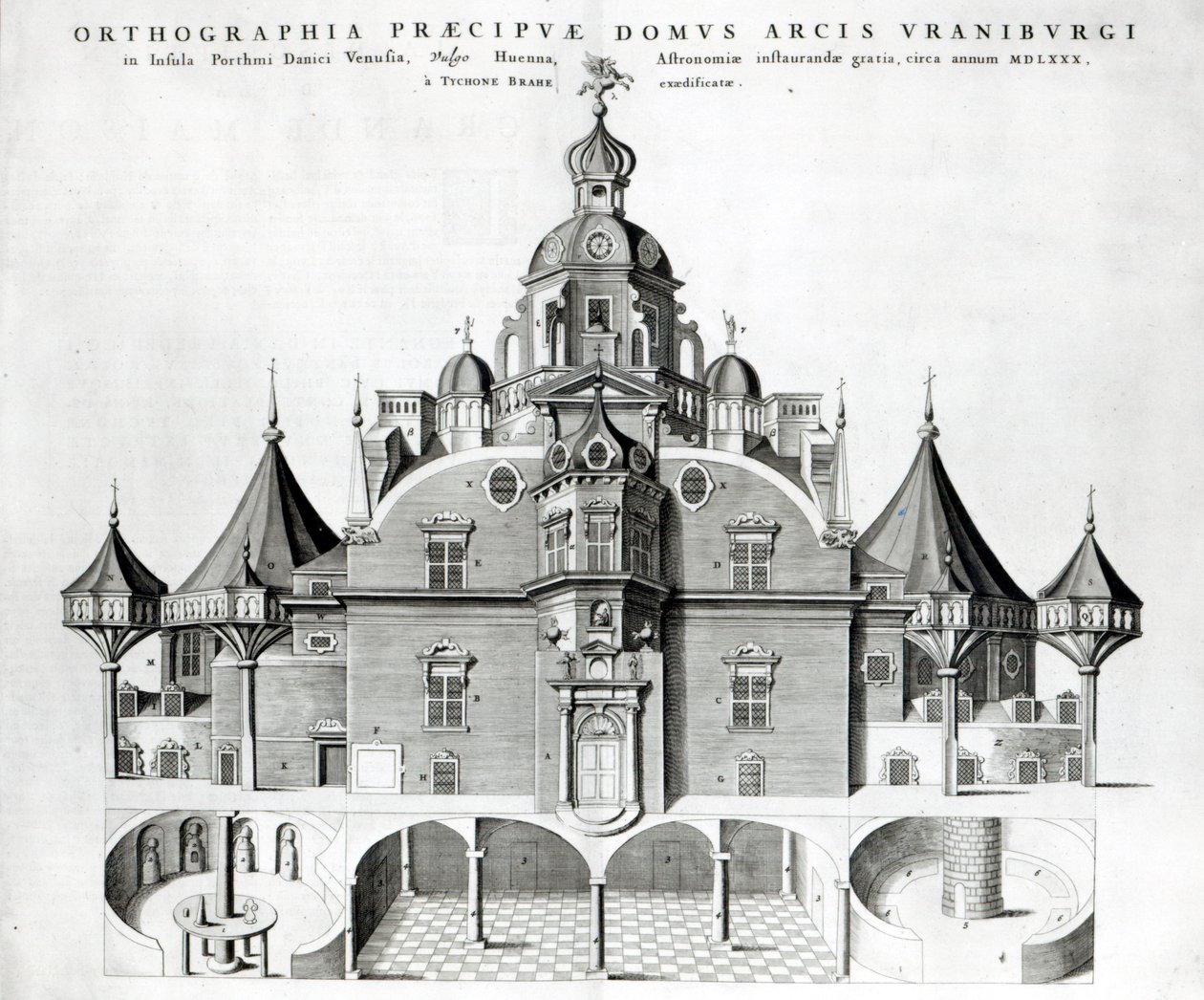 Joan Blaeu'nun 'Atlas Major'ından Tycho Brahe'nin Uraniborg Gözlemevi, 1663 by Joan Blaeu