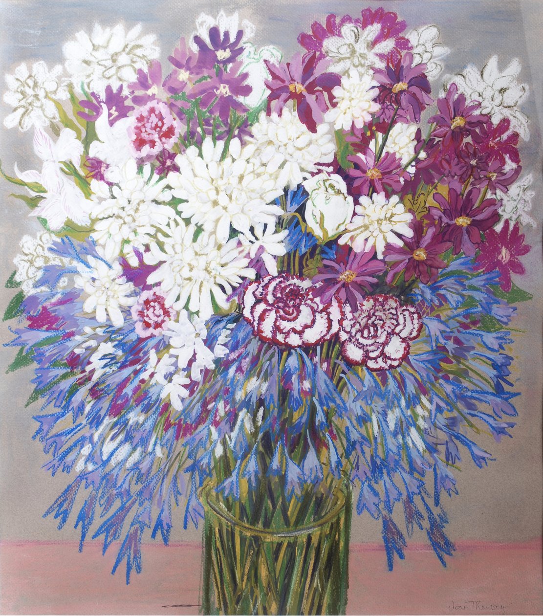 Agapantha,Krizantemler ve Karanfiller,2012,Guaş by Joan Thewsey