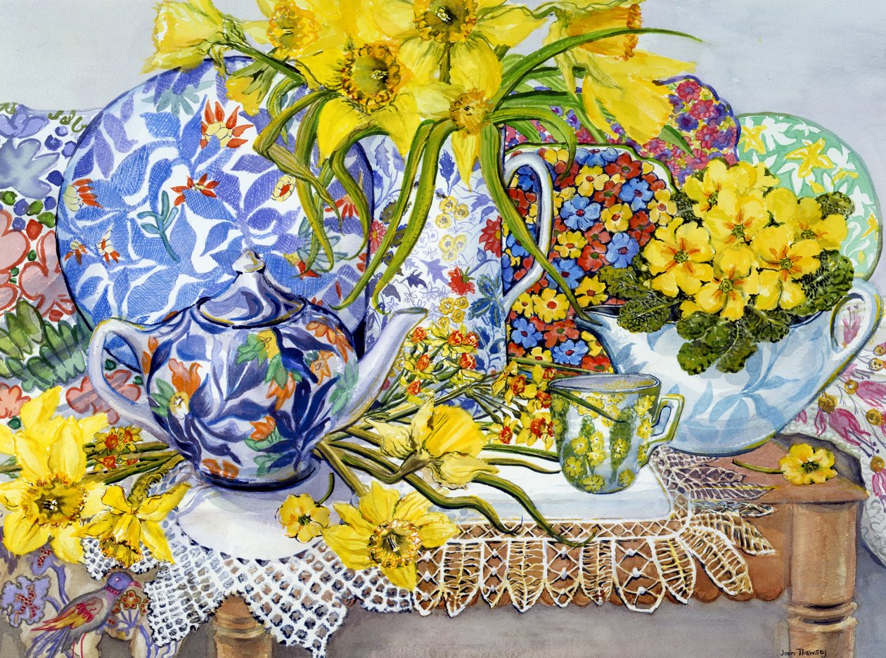 Nergis, Antika Sürahi, Tabak, Tekstil ve Dantel, 2012 by Joan Thewsey