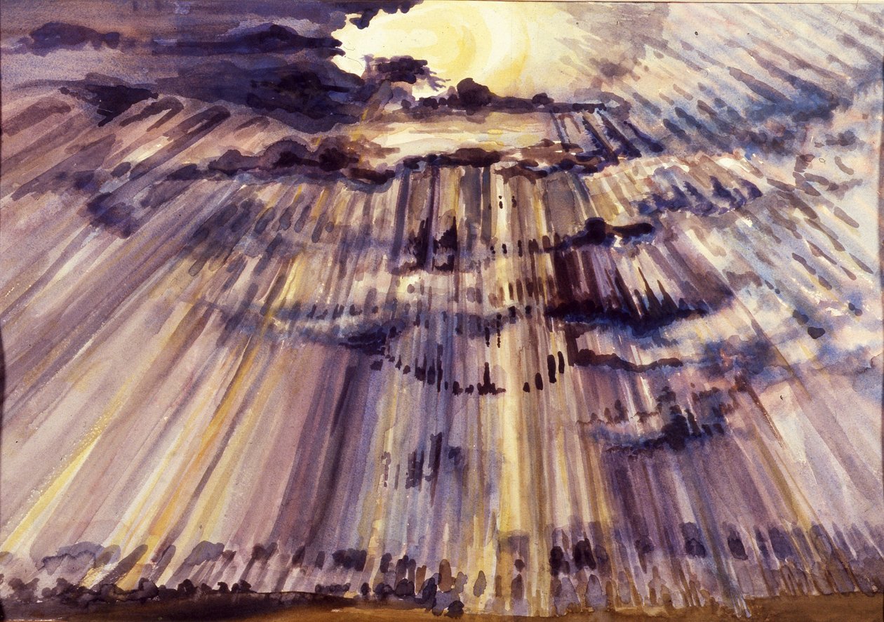 Büyük Gökyüzü, Yağmur damlaları arasından güneş ışığı, 2012 by Joan Thewsey