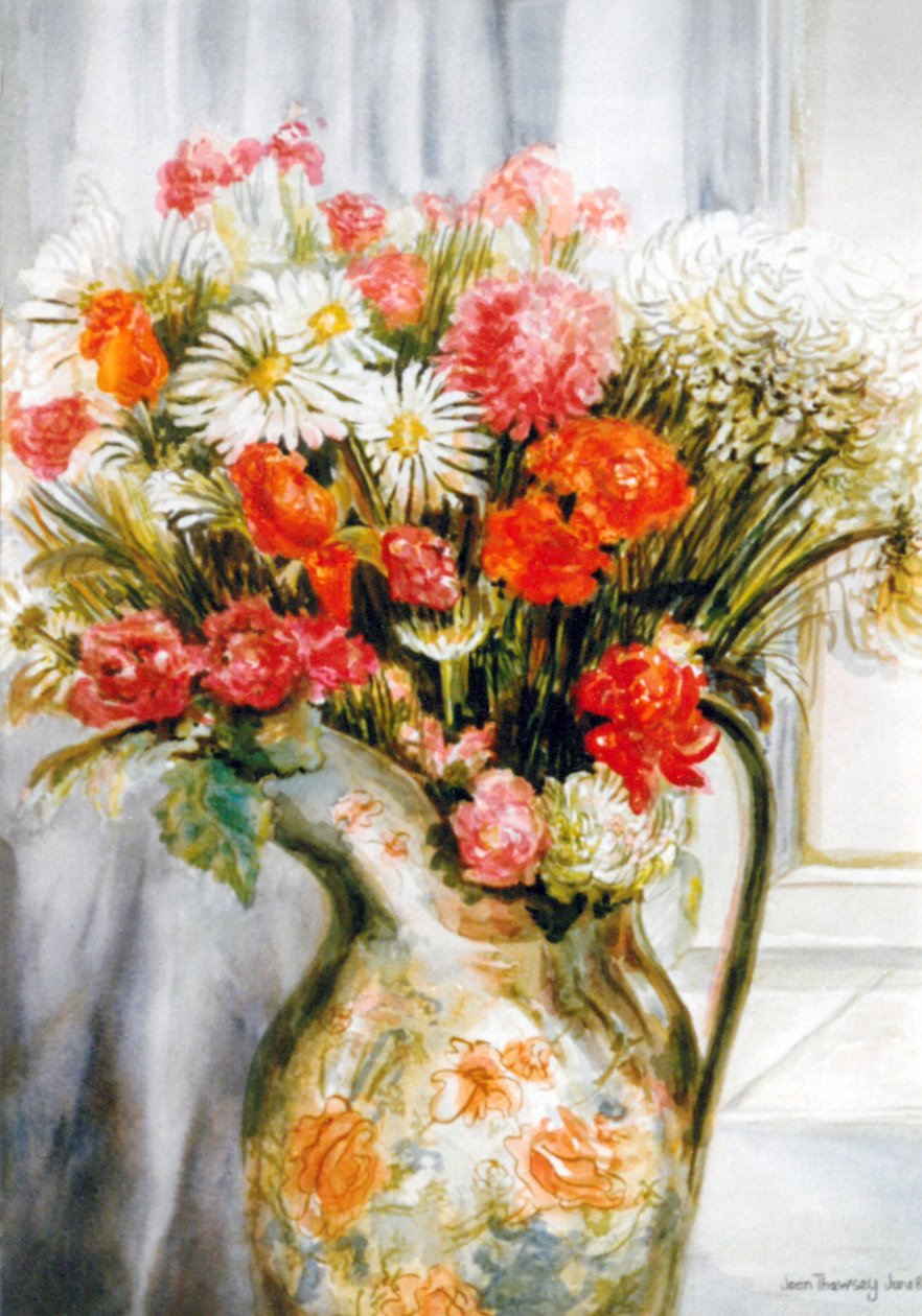 Bir Sürahide Krizantemli Karışık Çiçekler, by Joan Thewsey