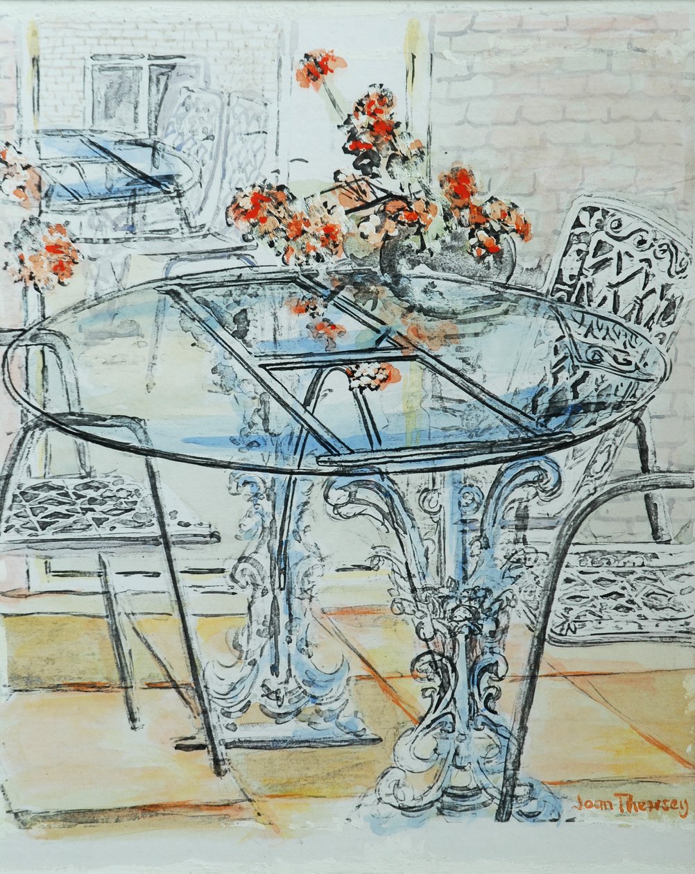 Patio Garden Pale,2010, sulu boya ile mürekkep by Joan Thewsey