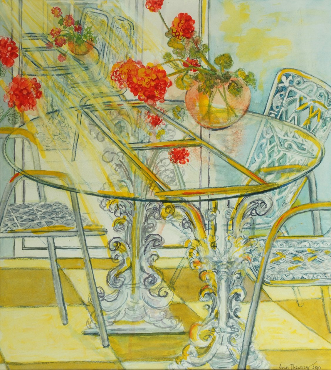 Veranda Bahçesi, Yansıyan Sardunyalar, 2010, suluboya by Joan Thewsey
