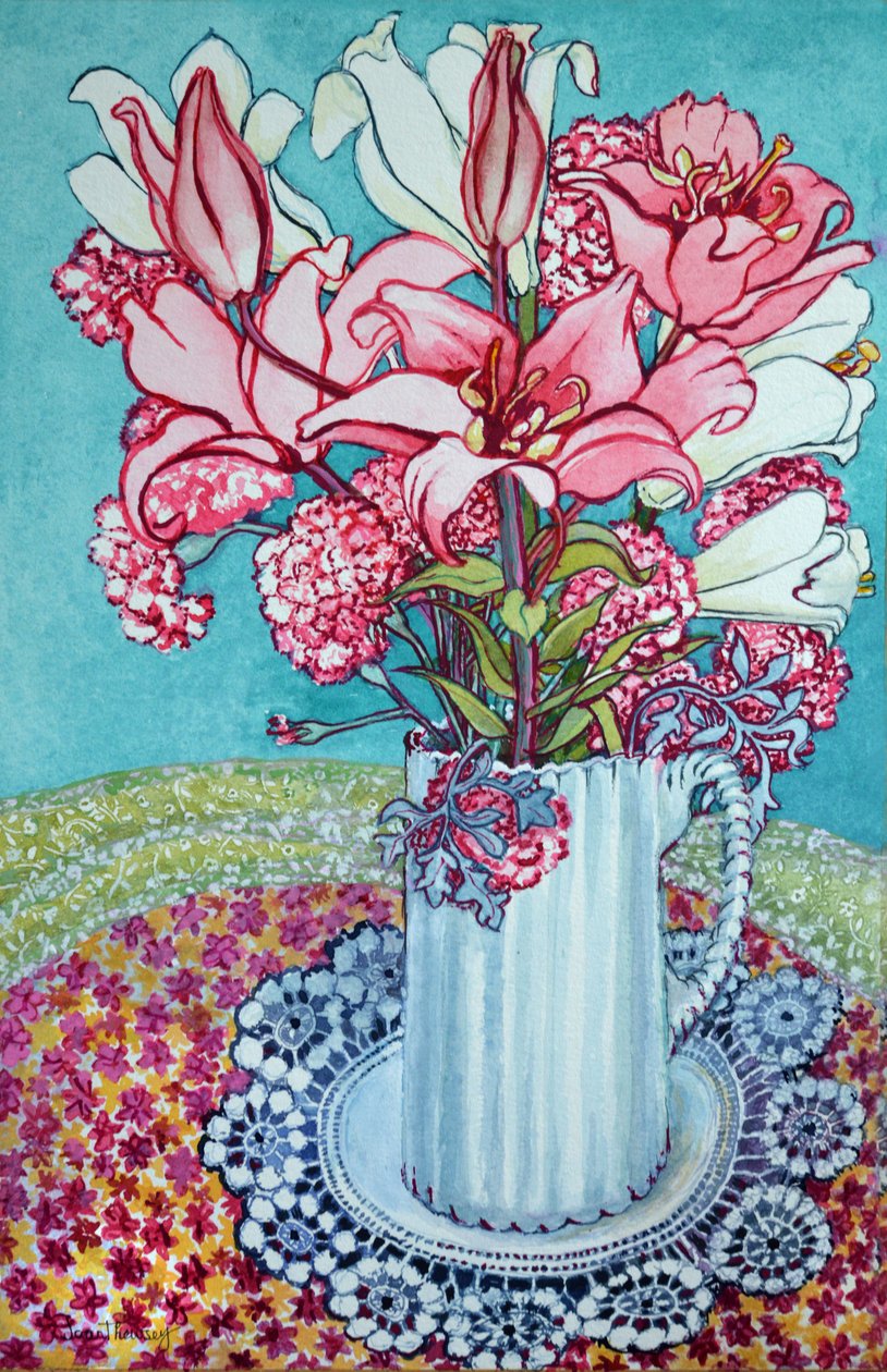 Sürahide Pembe Zambaklar, Dantelli, 2000, by Joan Thewsey