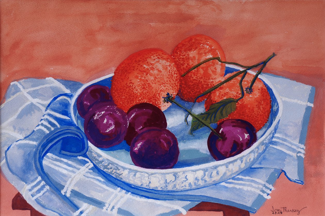 Bir tabakta Erik ve Mandalina, 2013, guaş. by Joan Thewsey