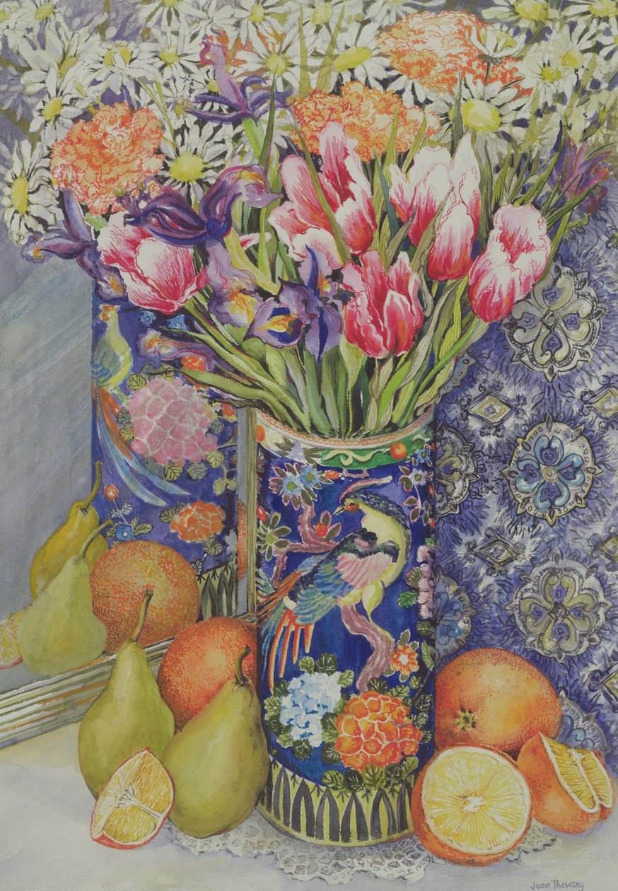 Japon Vazoda Meyveli Laleler by Joan Thewsey