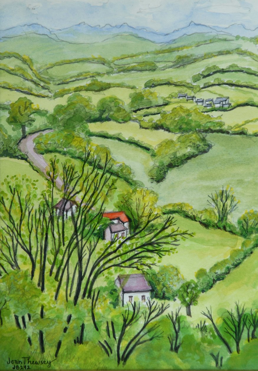Gargan Dağı, Limuzin, Fransa 2010 kaleminden sulu boya ile görünüm by Joan Thewsey