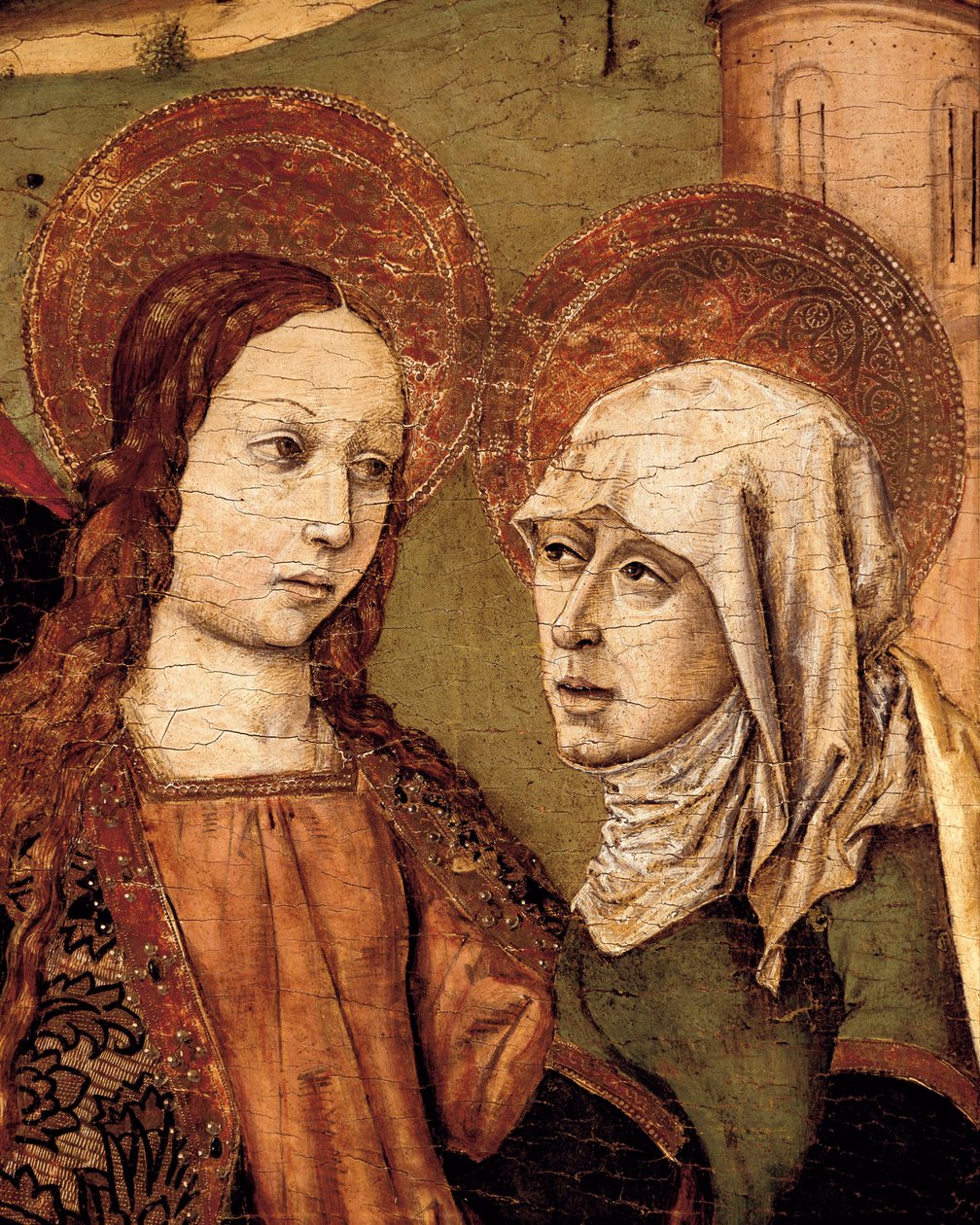 Ziyaretin Altarpiece, Bakire Elizabeth ile buluşuyor, detay, c. 1488-1516 (ahşapta tempera) by Joan Barcelo