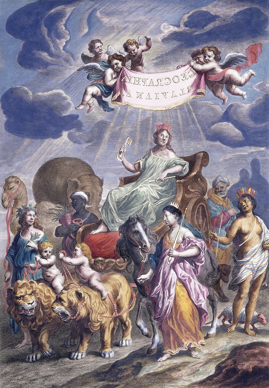 Geographia Blaviana, c.1662-1667 başlıklı alegorik bir levha by Joan Blaeu
