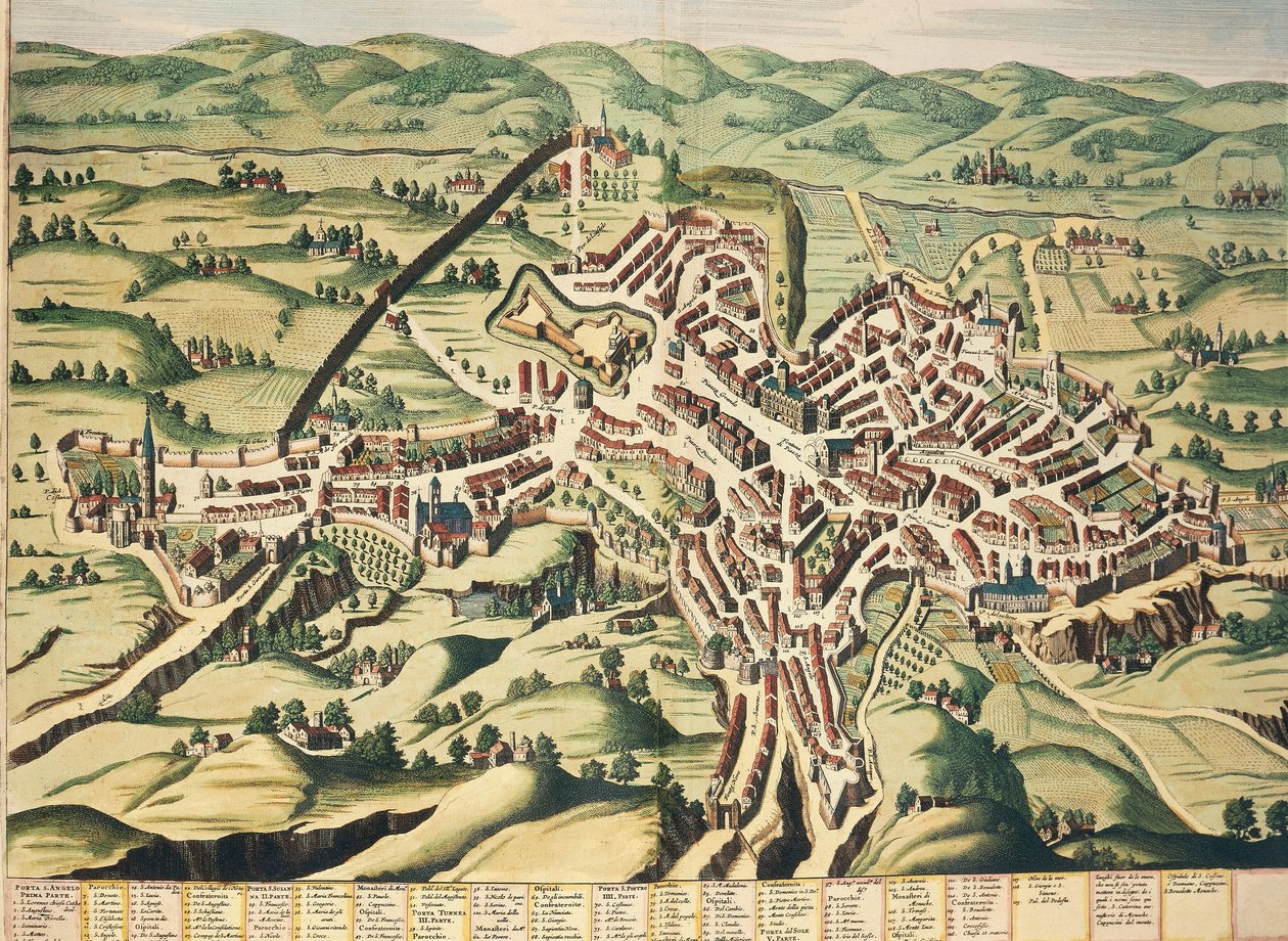 İtalya, Perugia, Umbria, harita, Amerika Birleşik Devletleri Tiyatrosu ve Joan Blaeu tarafından İtalya