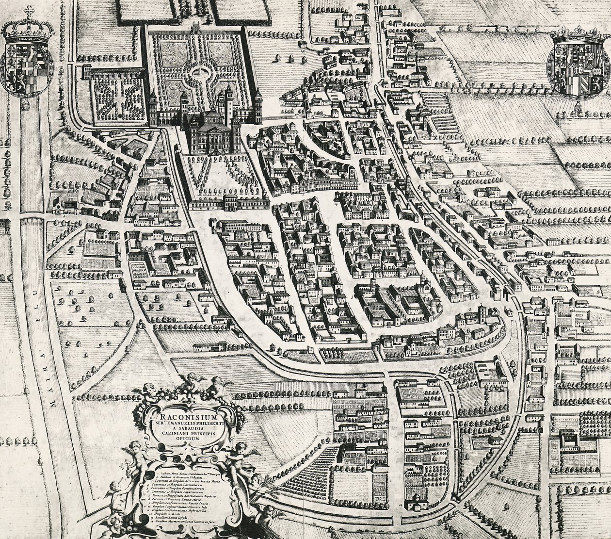 Racconigi Haritası, Gravür Joan Blaeu (1596-1673), İtalya by Joan Blaeu